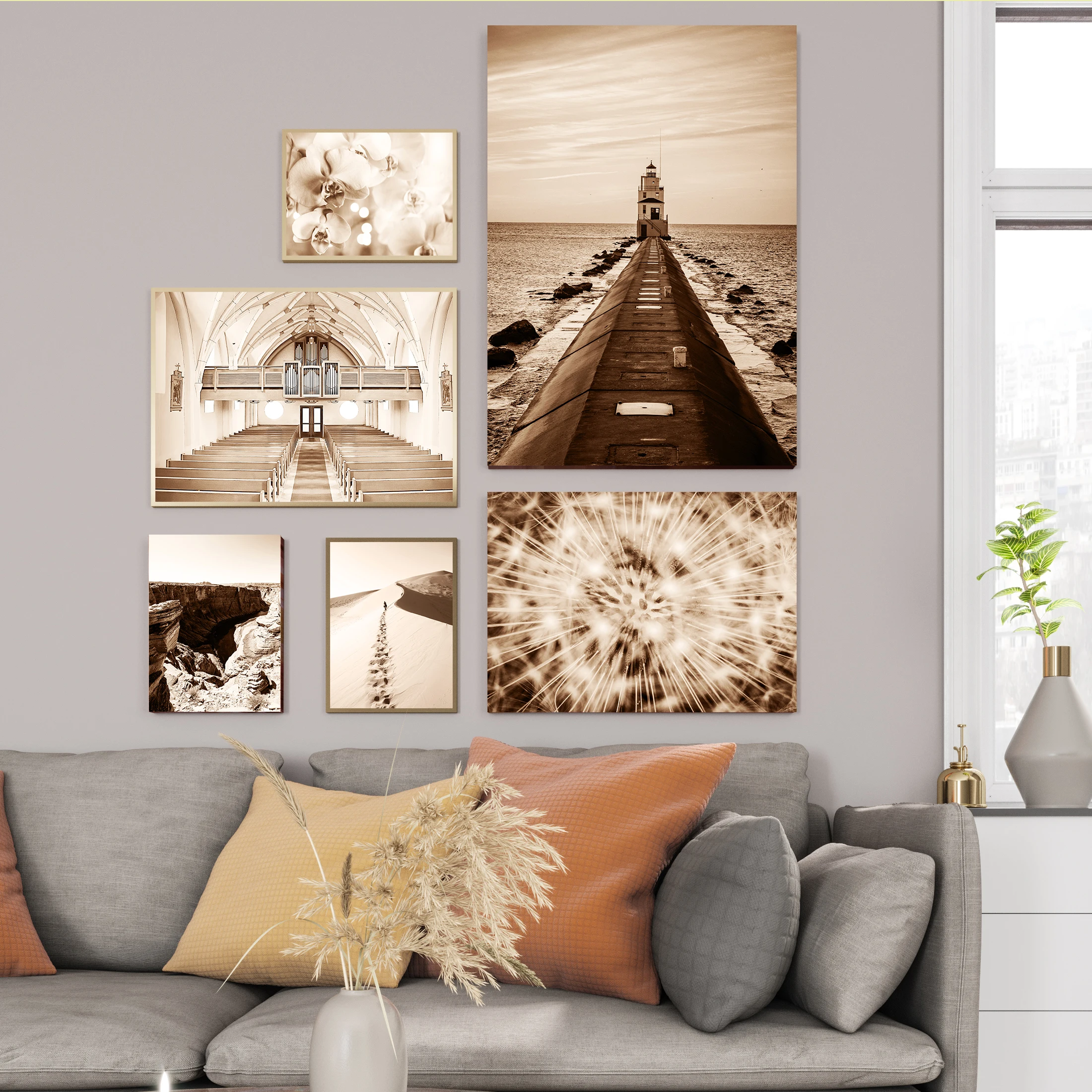 

Desert Church Lighthouse Picture Nature Scenery Scandinavian Poster Nordic Decoration Print Landscape Wall Art Canvas Painting