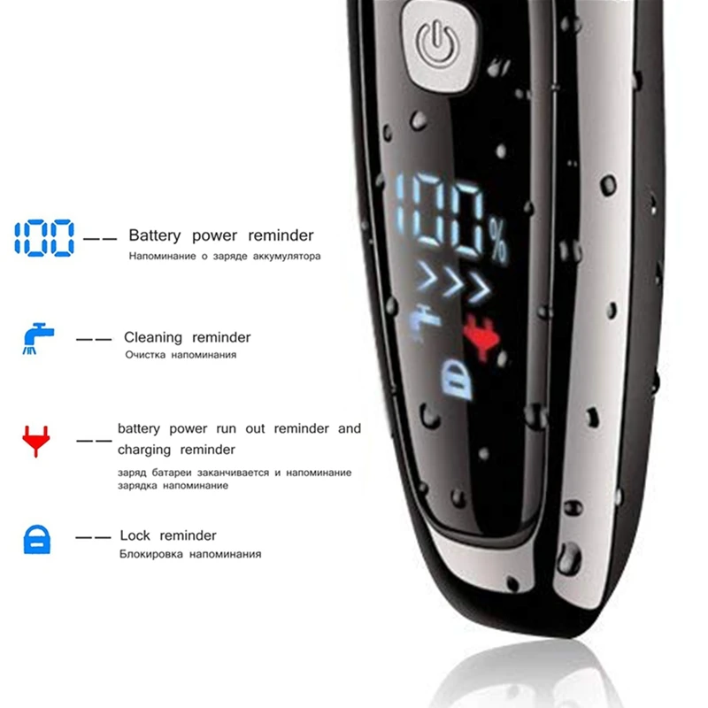 Electric Shaver Beard Trimmer 3in1 Grooming Kit Wet Dry Electric Shaver For Men Rechargeable Washable