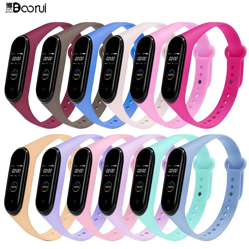Boorui For Xiaomi Mi Band 4 Strap New Fashional Colorful Miband 5 Strap Silicone Mi Band 4 Belt Replacement For Mi Band 3 4 5 Smart Accessories Aliexpress