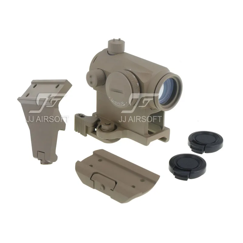 JJ Airsoft Micro 1x24 Red Dot с 45 градусов крепление со смещением, QD Riser Mount и низкое крепление(черный/коричневый - Цвет: Tan