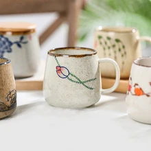 

Unique Chinese Retro Style Ceramic Cups Vintage Coffee Mug 380ml Kiln Change Clay Breakfast Cup Creative Gift