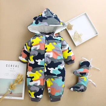 

2019 Russia Winter Baby Romper For Newborn Clothes Infant Baby Jumpsuit Overalls Cartoon Thick Warm Baby Boy Rompers Clothing