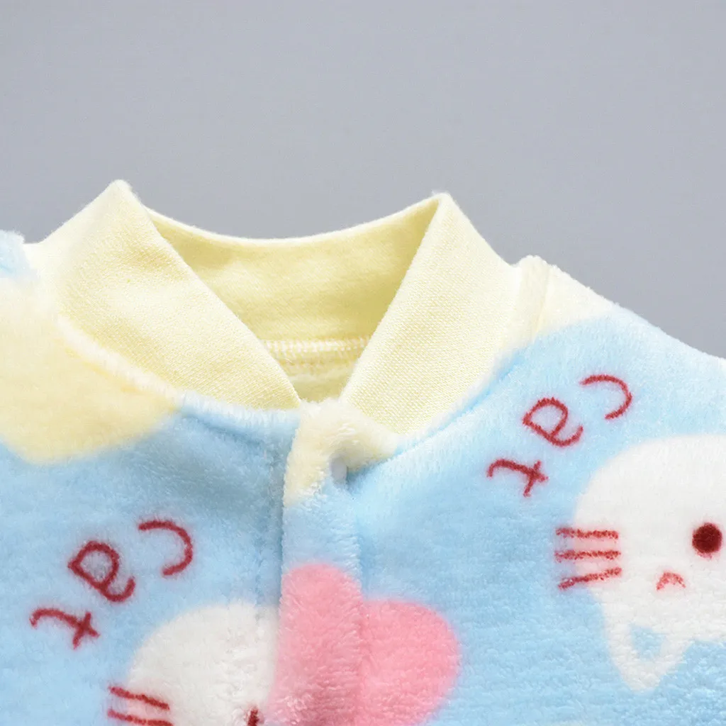 SAGACE Детский комбинезон для новорожденного, для малыша Детские месяцев флисовое ночное белье с героями мультфильмов, теплые ползунки, комбинезоны для малышей детская повседневная одежда; мягкая Пижама; одежда с длинными рукавами детский комбинезон