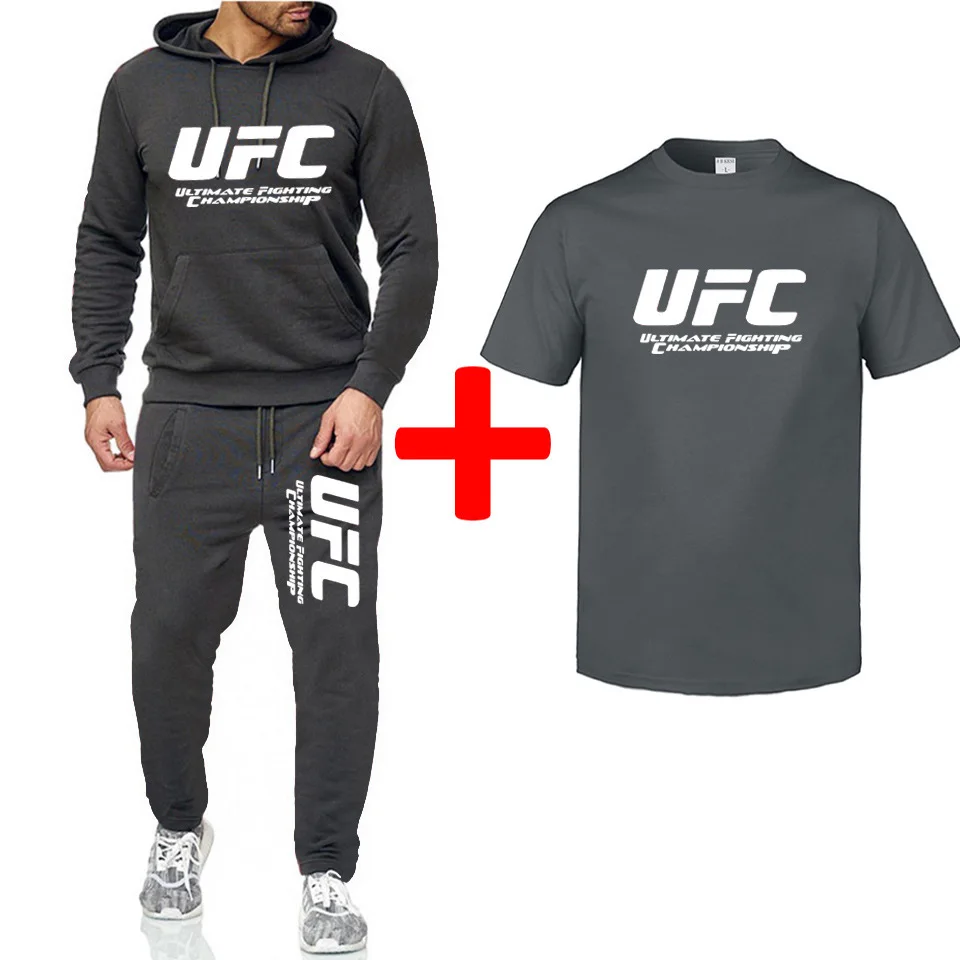 UFC Ultimate Fighting Game/Спортивная Повседневная Толстовка+ спортивные штаны+ футболка; комплект из 3 предметов; флисовая толстовка с капюшоном