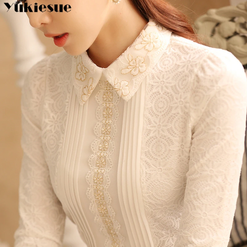 Women's plus size white lace blouse Clearance