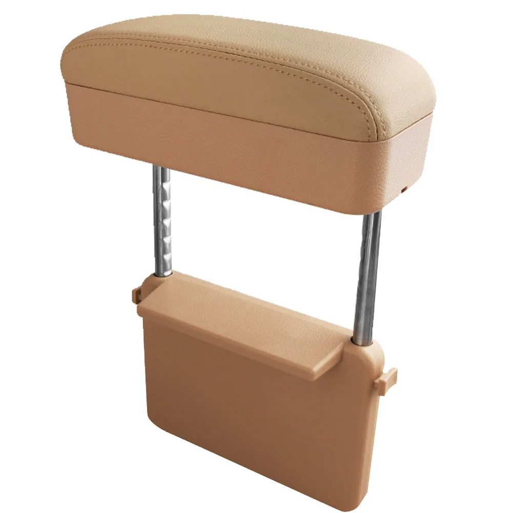 Beige Elbow Support Wireless Charging Auto Artificial Leather Adjustable Organizer Safe Accessories Seat Car Armrest Box Interior - Название цвета: Beige