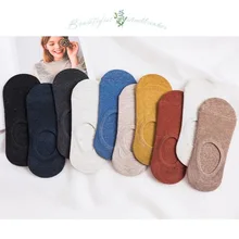 Однотонные женские хлопковые носки повседневные мягкие удобные дышащие впитывающие пот невидимые Нескользящие весенне-летние Chaussettes Femme