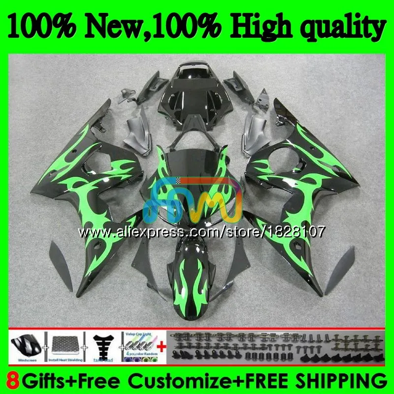 Средства ухода за кожей для YAMAHA YZF зеленый пламя R6 S R6S 06-09 YZFR6S 06 07 08 09 52BS. 45 YZF600 YZF-600 YZF-R6S 2006 2007 2008 2009 обтекатели