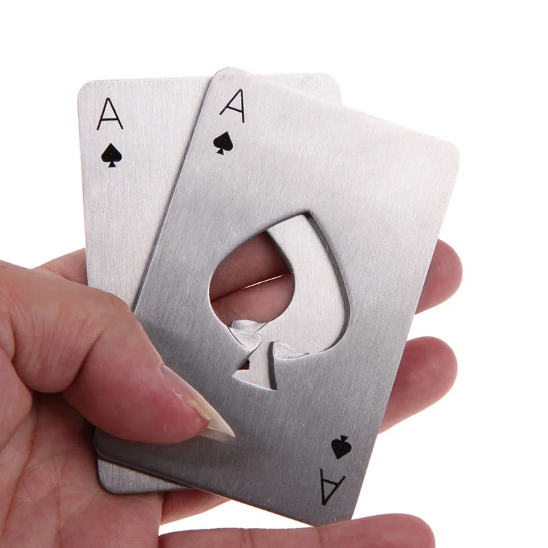 Stainless Steel Bottle Opener Beer Opener Poker Playing Card of Spades Soda Bottle Cap Opener Bar Tools Kitchen Accessories