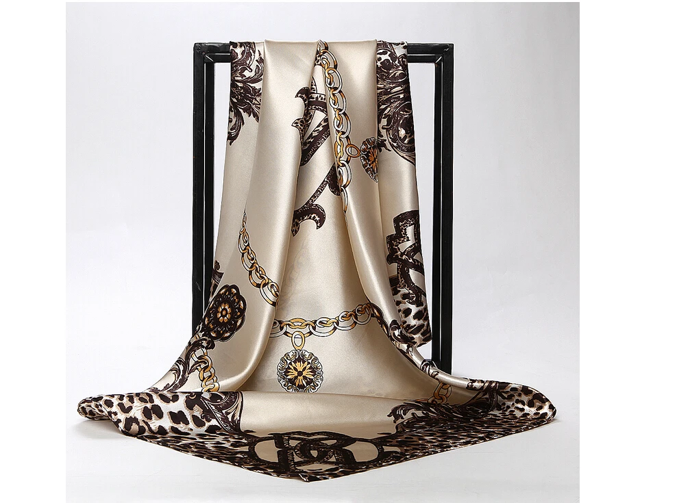 Silk Scarves Women Foulard 90*90cm Square Head Hijab Scarf Ladies chiffon Shawl wrap muffler pareo Bandanna female |