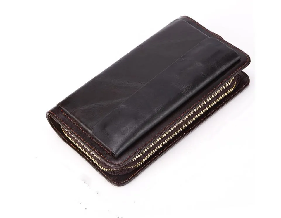 

high quality men wallet long leather genuine double zipper leather wallet long man purse long man wallets business man clutch