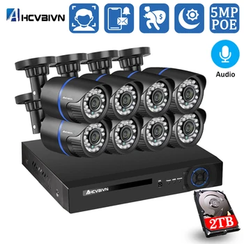 

H.265 8CH 5.0MP Face Record POE NVR Kit CCTV Security System 5.0MP IR Outdoor Audio Record IP Camera P2P Video Surveillance Set