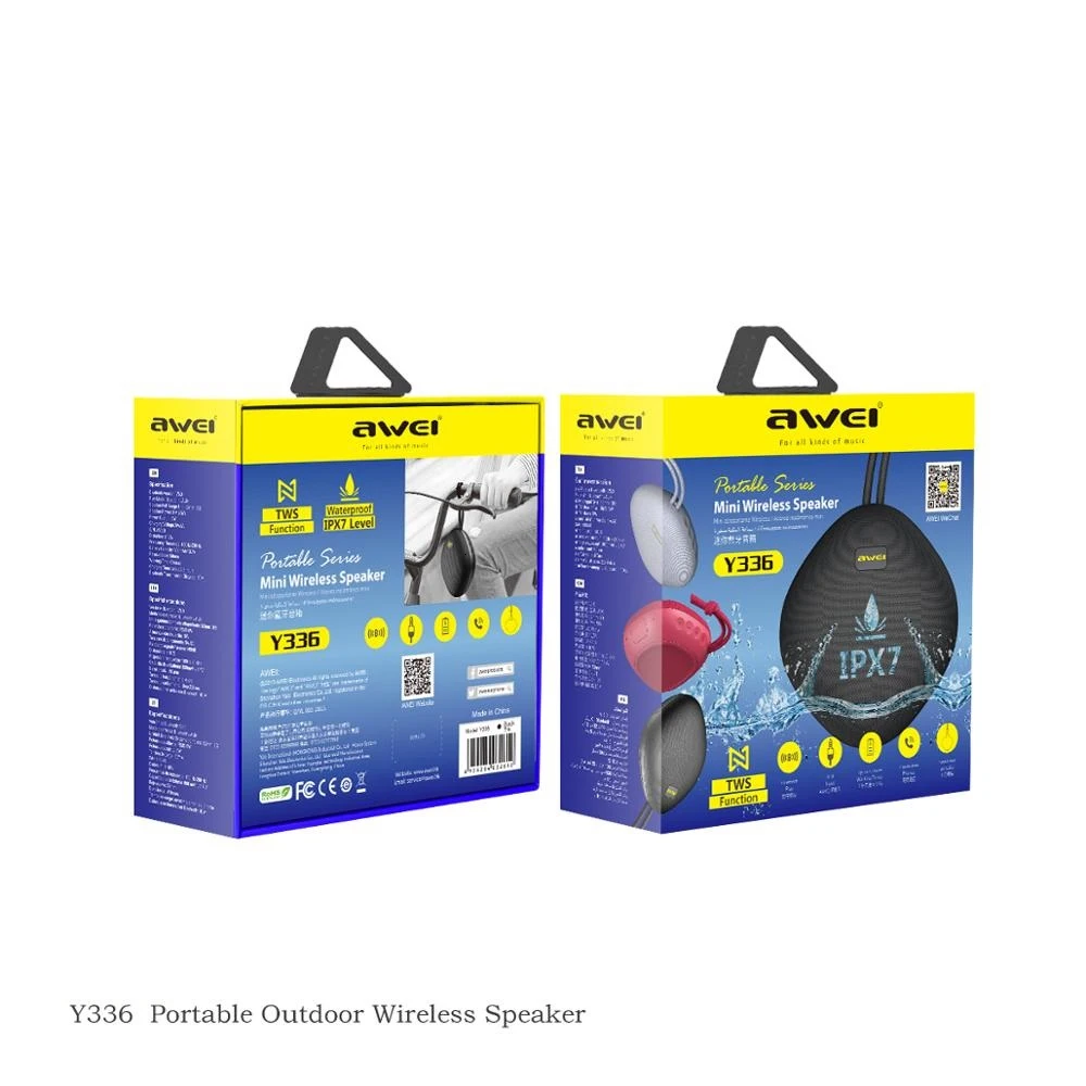 DRXENN AWEI Y336 беспроводной TWS HIFI Bluetooth 5,0 Мини Портативный Открытый IPX7 водонепроницаемый динамик объемный звук сабвуфер