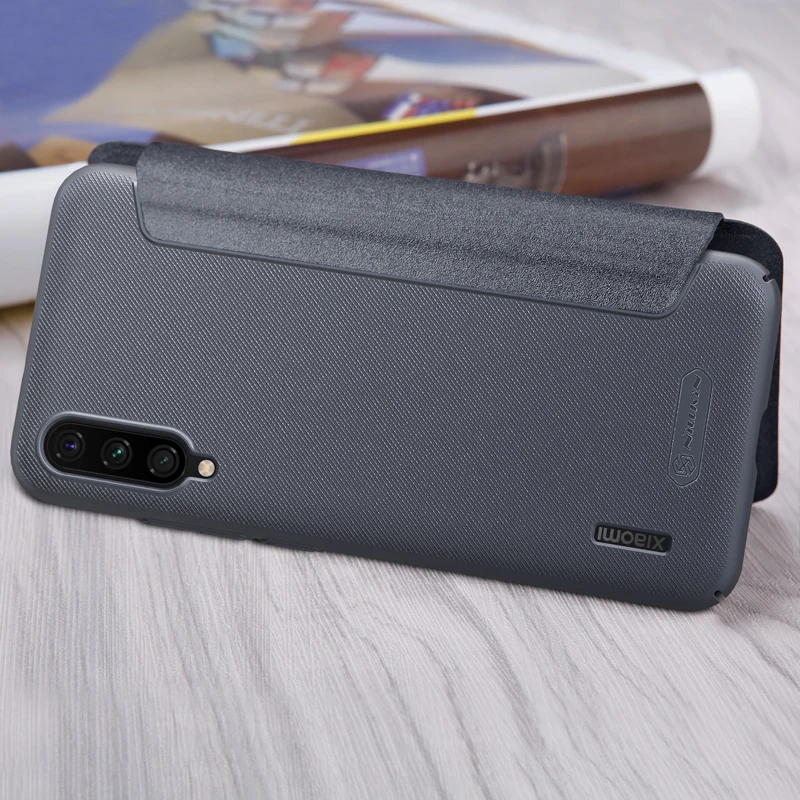 black gray Кожаный чехол Nillkin для Xiaomi mi CC9e и mi A3 Sparkle PU+ жесткий пластиковый флип-чехол супер тонкие Чехлы для мобильных телефонов - Цвет: black gray