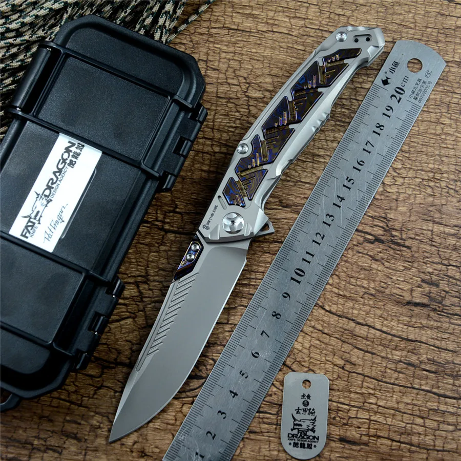 Складной нож Fat dragon Flipper черная железная кавалерия с титановой ручкой лезвие 110 В