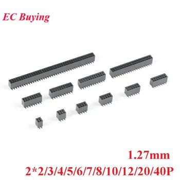 

10pcs 1.27mm Pitch Double Row Pin SMD SMT Female Pin 2*2/3/4/5/6/7/8/10/12/20/40P Header Strip Gold Plated Copper Connector