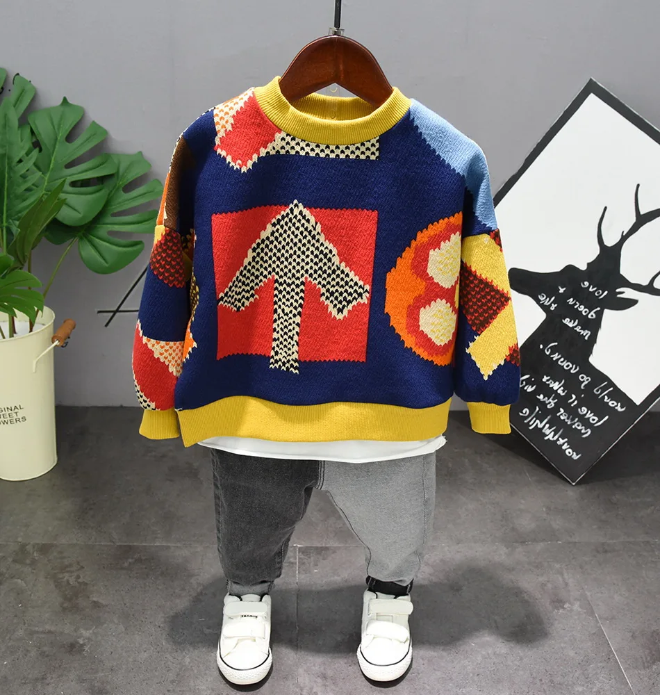 Spring and Autumn New Kids 3pcs Sport Suits Fashion Baby Boys Sweater + Vest Stitching Jeans Suit Children Clothing Set 2-7Y | Детская