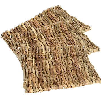 

3 Pack Small Animal Chew Toy Beds Natural Handwoven Grass Mats for Hamsters, Rabbits, Parrot Guinea Pig and Ferret