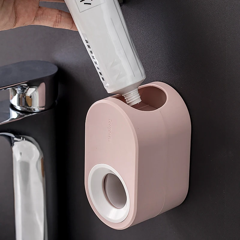 2 Pcs Automatic Toothpaste Dispenser Non-Toxic Wall Hanger Mount Dust-Proof Toothpaste Squeezer Quick Take Straw Rack