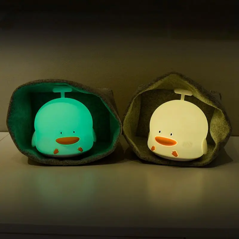 Сенсорный Ночной светильник в форме утки, мультяшный usb зарядный светильник s, Диммируемый светодиодный светильник для кормления, желтый, розовый