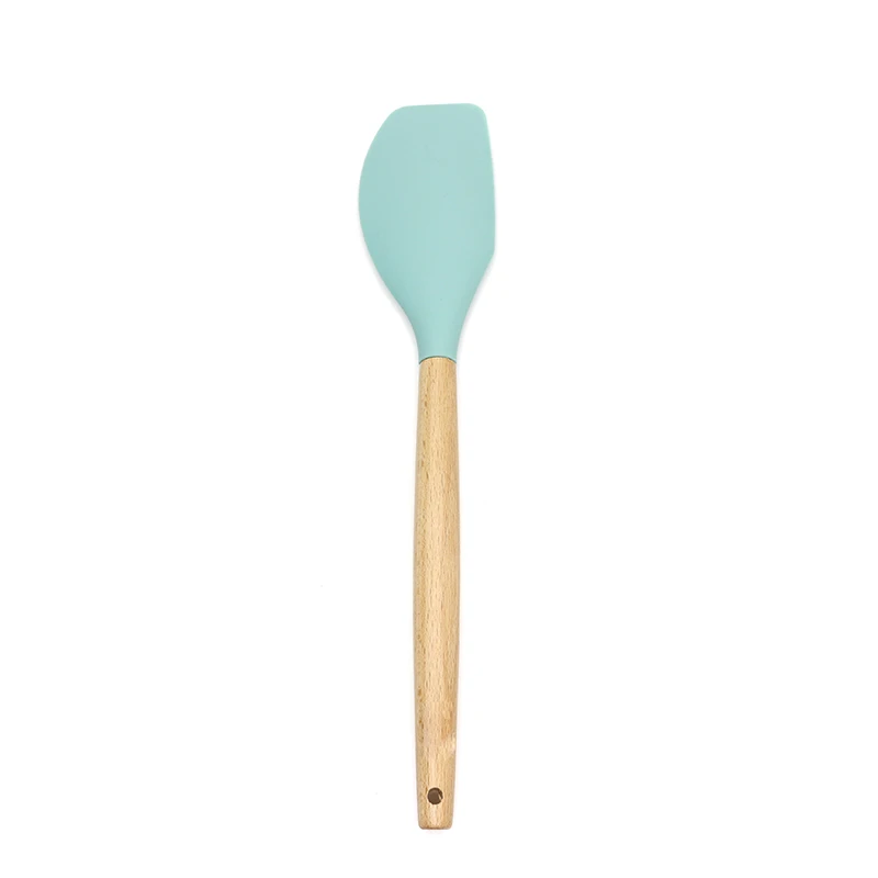 Spatula-Blue 9 видов стилей в розницу силиконовые кухонные инструменты силиконовая деревянная ручка ложка лопатка Черпак антипригарная кухонная посуда кухонные приспособления для выпечки - Цвет: Spatula-Blue