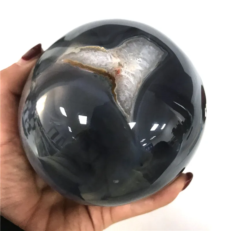 Agate Geode Ball Хрустальный шар открытый полированный натуральный агат геодный кластер кристаллы шар Сфера скульптура камни reiki из кварца минеральный для домашнего декора - Цвет: Agate Geode Ball