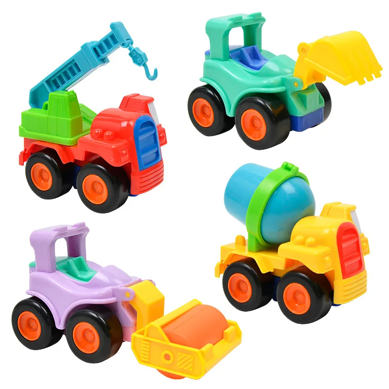 

Cute Inertia Engineering Vehicle Set Children Solid Color Cartoon Trolley Mini Mixer Truck Engineering Motorcade Model