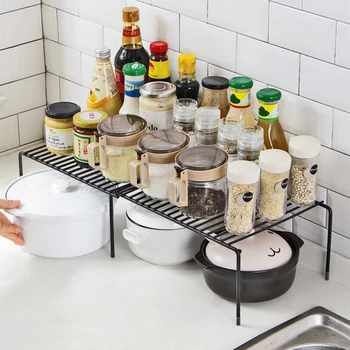 

Multifunction Cabinet Shelf Organizers Stackable Expandable Set of 2 Metal Kitchen Counter Metal Shelves FPing