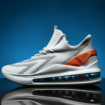 

Hot sale new fashion casual shoes men's comfortable breathable sneakers jogging shoes Air cushion flying woven shoes men's shoes