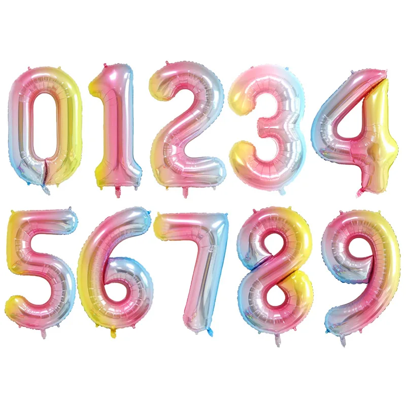 

40 inch Gradient rainbow big size Number 0-9 Foil Helium Balloons Birthday Party Celebration decoration large globos