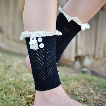 

1Pair 2018 Winter Short Knitting Socks Leg Warmers Cuffs Toppers Boot Socks Boot Cover Warm Crochet Knit Fur Trim Leg Warmers