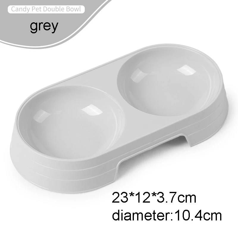 Double bowl grey Портативная противоскользящая миска для собак, кормушка для кошек, посуда для собак, кормушка для кошек, миска для кошек, собачий контейнер для еды, аксессуары для домашних животных - Цвет: Double bowl grey