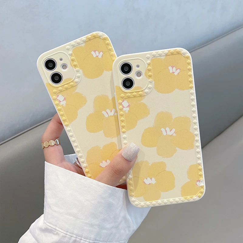 Cute Yellow Flowers Daisy Phone Case For Iphone 13 Pro Max 12 11 X Xs Xr 7 8 Plus Se Fashion Soft Silicone Shockproof Cover Phone Case Covers Aliexpress