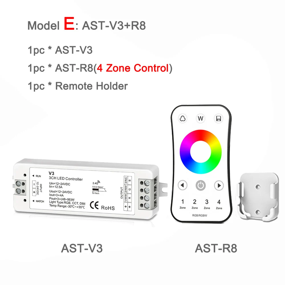 RGB светодиодный пульт управления 12 В 24 В DC 12A RF 2,4G беспроводной пульт дистанционного управления Умный дом Wifi контроллер полосы пропускания RGB диммер для 12 вольт светодиодные полосы света - Цвет: Model E
