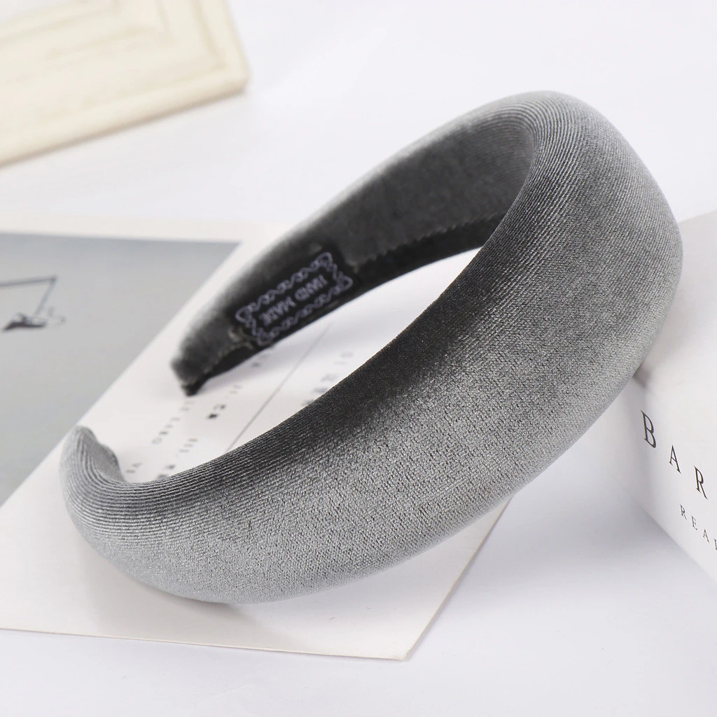 2019 Female Bezel Head Velvet Padded Headband For Women Solid  Wide Thick Gifts Hair Hoop  Elastic Hairband Hair Accessories 903