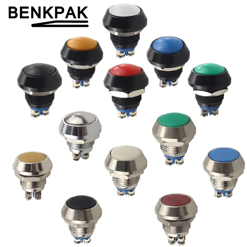 1pcs 12mm Waterproof Momentary Round Stainless Steel Metal Push Button