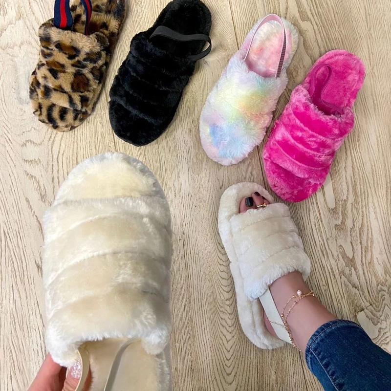 

spring plush slippers 2020 ms flat bottom antiskid indoor all-around comfortable sandals outdoor leisure Women's Plus Size 37-42