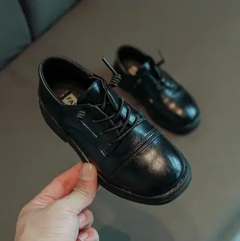 

2020 Pu Leather Kids Shoes For Boys Black Dress Children Loafers Big Child Peas Shoes Student School Style Kids Moccasins Rubber