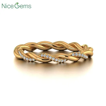 

NiceGems 14k Solid Yellow Gold intertwining band Moissanite Wedding band Like our future destiny you are mine and I am yours
