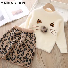 Платье для маленьких девочек платья принцессы осенне-зимний свитер с леопардовой раскраской, платье для девочек, детское платье детская Рождественская одежда