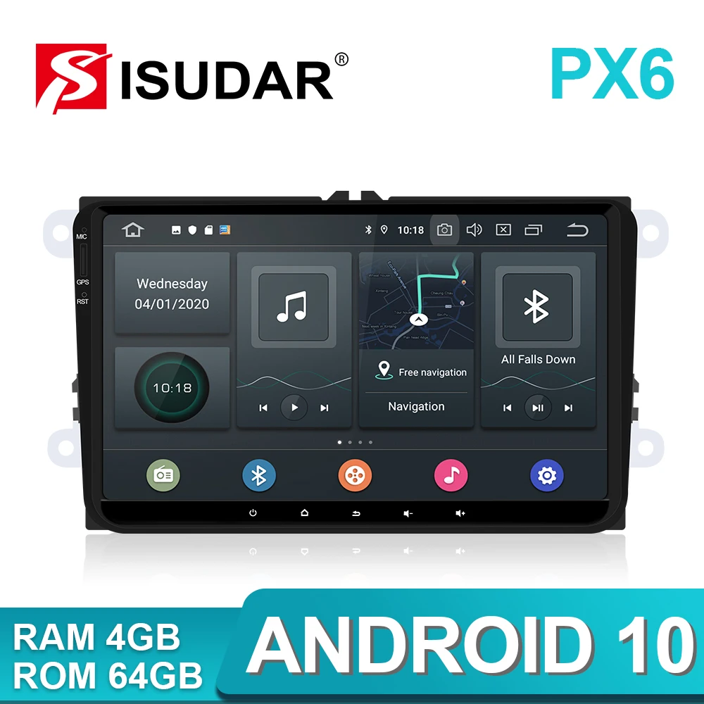 Isudar Auto Radio Android 10 For VW/Golf/POLO/Passat/Skoda/Fabia/Octavia/Seat/Leon Car Multimedia Video Player GPS DVR No 2 Din