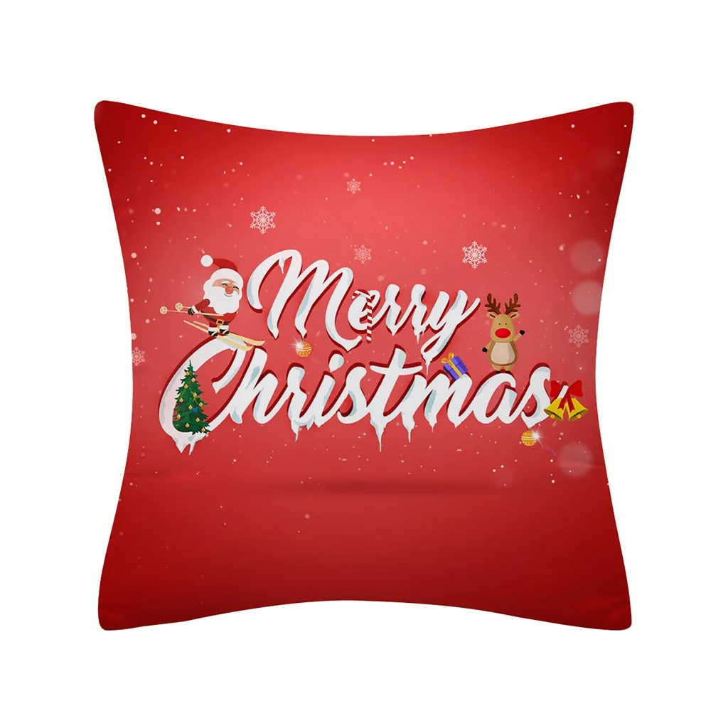 A Merry Christmas декоративные Наволочки полиэстер Рождество Бросок Наволочка Рождественский Чехол на подушку Санта Клаус наволочка с оленем вапити - Цвет: A