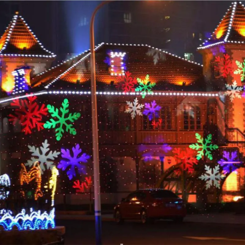 Рождественский уличный светильник Снежинка проектор Новогоднее украшение Праздничная лампа светодиодный