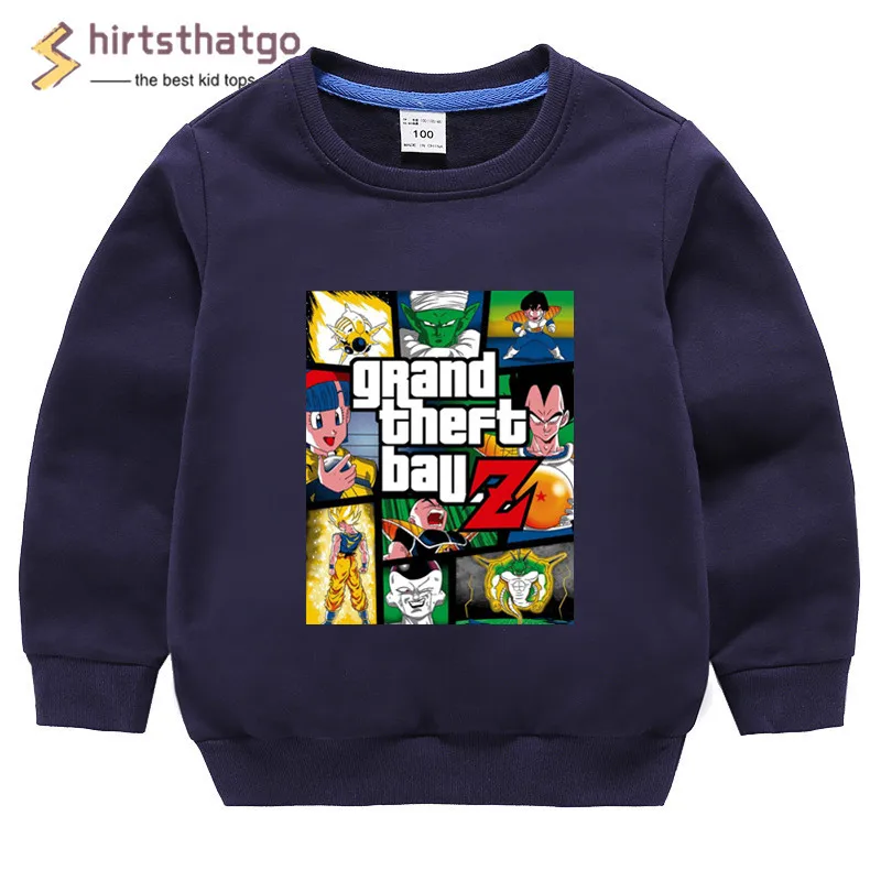 Забавные толстовки для мальчиков и девочек с надписью «Grand Theft», «Dragon Ball Z», «GTA» детская осенне-зимняя одежда для малышей детский пуловер Топы черного цвета, подарок в пятницу - Цвет: T69-black