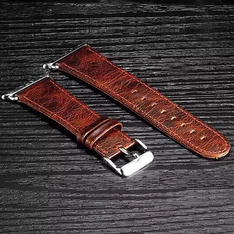 FOHUAS Crazy-horse из натуральной кожи ремешок для часов браслет для apple watch 38мм/42 мм кофейный коричневый
