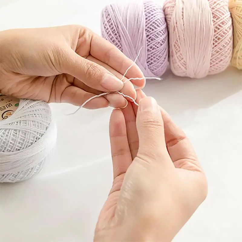 50g/ball Soft 3 ply 100% Cotton 5# Lace Yarn for Hand Knitting Crochet Thin Thread for DIY Pillow Lace Supplies FZ334 4