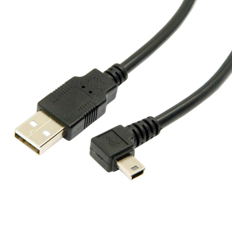 1.8m Mini USB B Type 5pin Male 90 Degree Left Angled to USB 2.0 Male Data Cable Black Color
