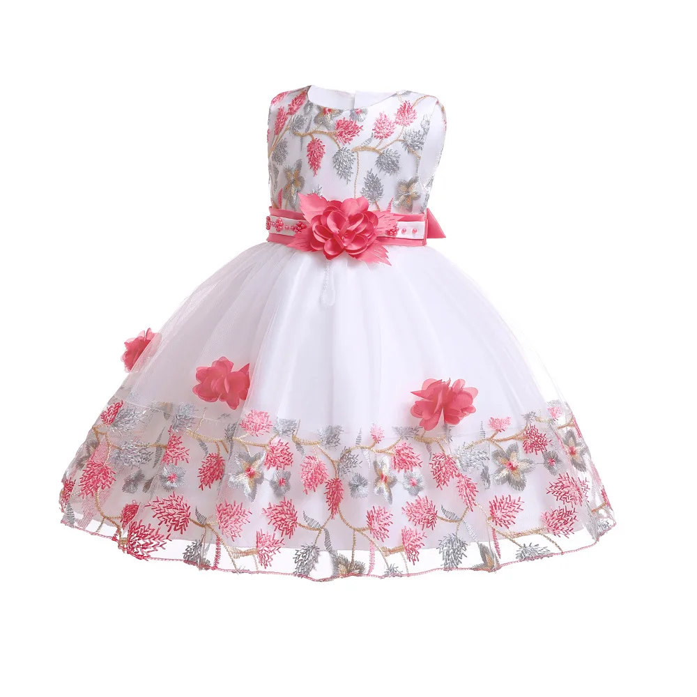 Wish Hot Selling Supply of Goods Children Embroidery Bead Princess Dress Gauze CHILDREN'S Dress Tutu Skirt