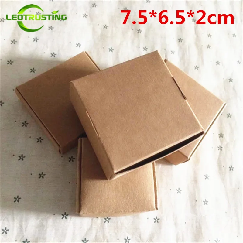 Leotrusting 50pcs 7.5*6.5*2cm Brown Kraft Paper Box Natural Kraft Paper Gift Packaging Box Handmade Party Paper Cardboard Boxes
