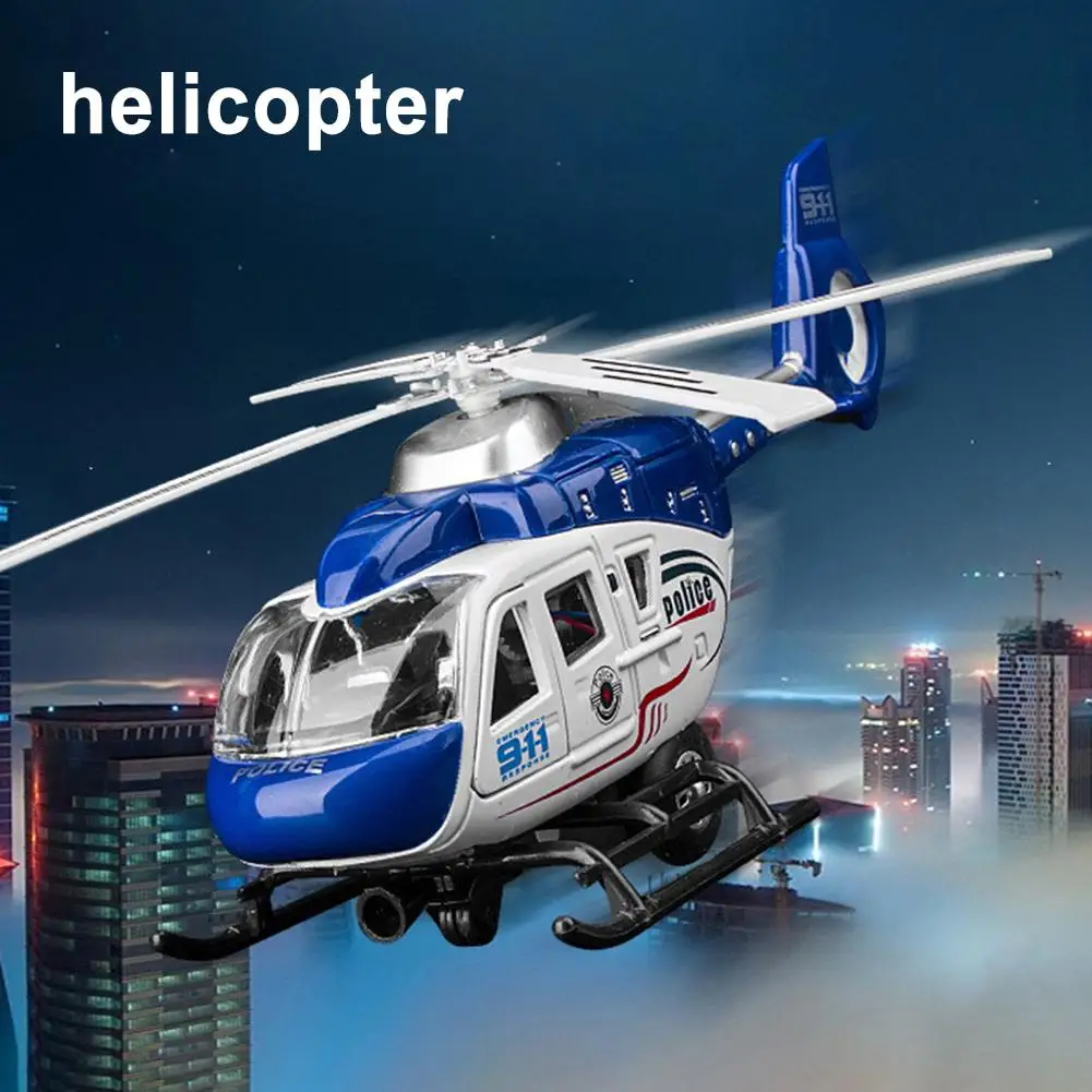

Realistic Police Helicopter Plane Pull Back LED Music Model Kids Toy Collection Helicopter Diecast Aircraft Toys